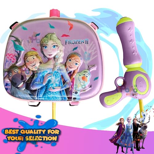 Image of PoPo Toys Holi Pressure Pichkari with Frozen Bag Tank- 3 LTR, with Free Balloons, Gulal and Surprise Holi Gift | Pink