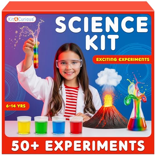 Image of Kit4Curious Science Experiment Kit | Chemistry Reactions + Physics Projects STEM Learning Educational kit | Birthday Gifts Ideas for Kids 6,7,8,9,10,11,12,13,14 Year Olds
