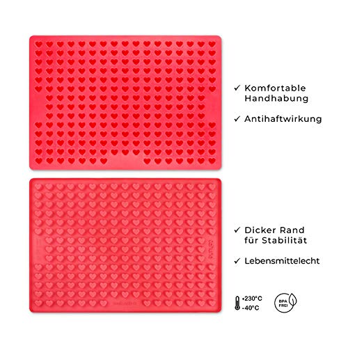 Cahuna Silikon Backmatte für Hundekekse mit Mini Herz - Backform für Hundeleckerli BPA frei und mit Rand - Wiederverwendbare Backunterlage für den Backofen