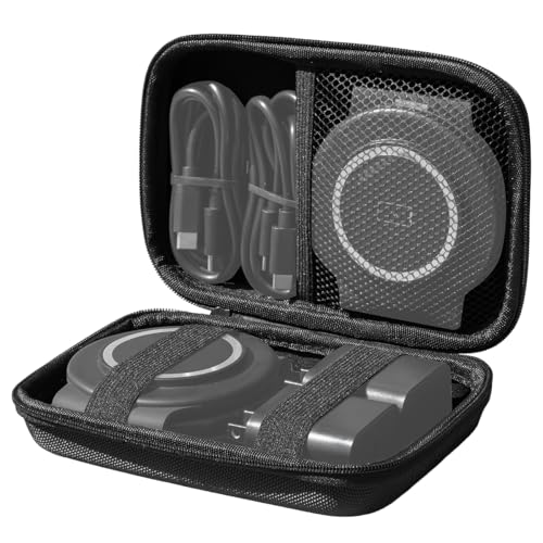Image of Portable Charger Case Compatible with Hicober 3 in 1 Wireless Charging Station, 1680D Oxford Charger Organizer Travel Case for Foldable Charging Pad, Adapter and Cable - Matte Black