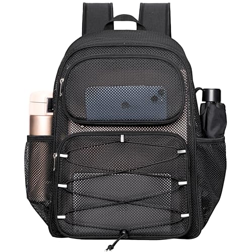 Mochila de malla Bagenius resistente con correa acolchada negra miniatura 1
