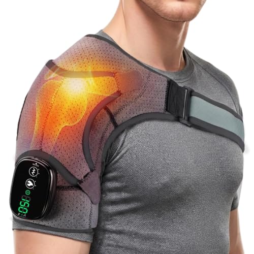 HANNEA® Shoulder Heating Pad with Massage Cordless Heated Shoulder Wrap with Heat Settings and Vibration for Rotator Cuff Pain Relief and Daily Suppor