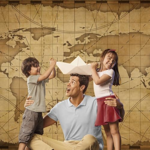 Fondo fotográfico mapa vintage 5x3ft poliéster marrón miniatura 6
