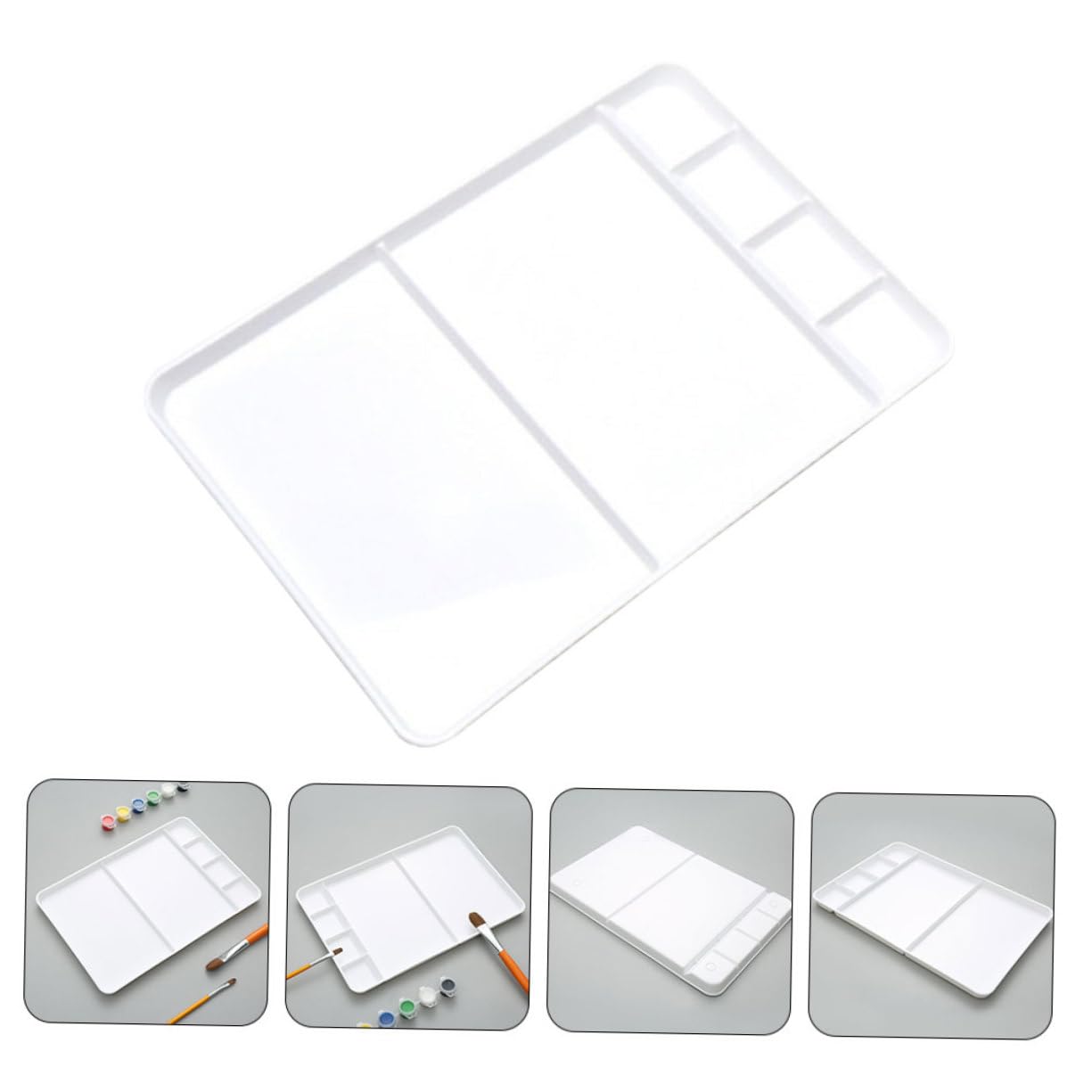 EXCEART Palette de Peinture Blanche en PP Multi-Fonction pour Artistes et Étudiants Surface Lisse et Compartiments Multiples pour Mélanger Les Couleurs