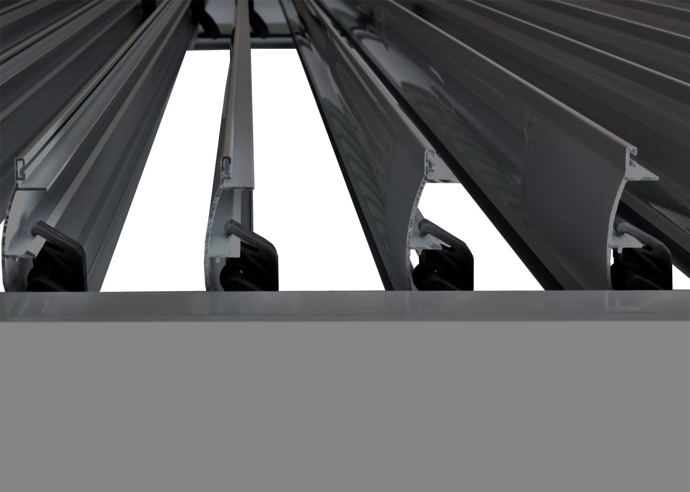 Pergola HWC-L46, pawilon ogrodowy z lamelami, stal aluminiowa 10 cm, żłobek deszczowy odporny na sztorm, 3 x 3 m - antracyt