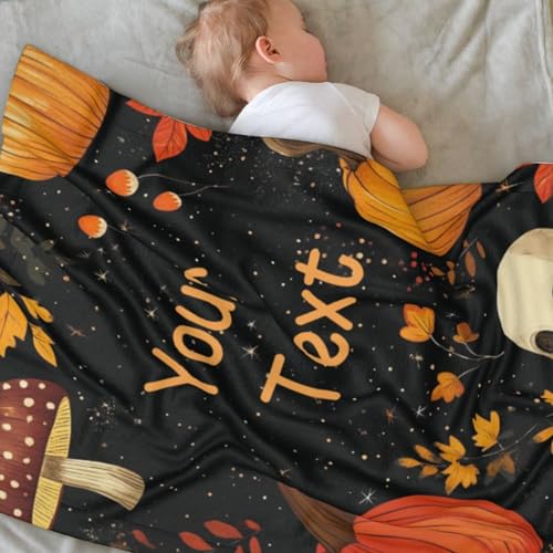 Image of Personalized Baby Blanket with Name, Custom Name Blanket for Kids Soft Flanne Blankets in Easter Personalized Baby Gifts for Infant Newborn Shower (Black)