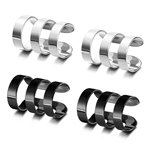 JewelrieShop Earcuffs for Men Stainless Steel Clip on Cartilage Helix Ear Cuffs Non-Piercing Punk Earrings Women2