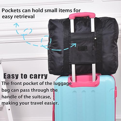 Travel Bag Foldable Luggage Bag for Spirit Airlines Tote Carry on Duffle Bag Sports Gym Water Resistant Personal Item Bag Weekender Overnight Bag (Black)4
