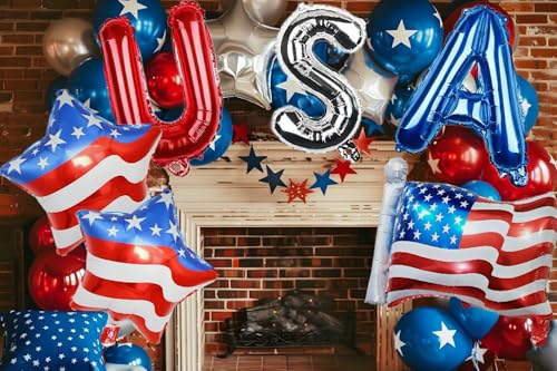 Image of 4th of July Decorations Red White and Blue Balloons Patriotic USA Party Fourth of July Decorations USA American Flag Balloons