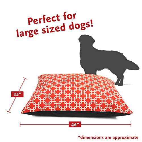 Image of Majestic Pet Rectangle Large Comfy Non Slip Washable Dog Bed - Super Value Pillow - Dog Kennel & Crate Bed for Sleeping, Breed: Large - 46 x 35 Inch - Links Red