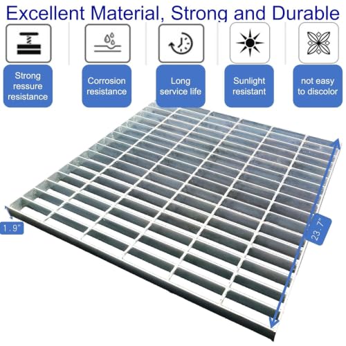 Image of Galvanized Steel Drain Grate, Driveway Channel Cover 24x24 in