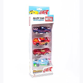 سيارات سباق بلاستيكية بتصميمات متعددة للاطفال، مجموعة من 4 قطع - متعددة الألوان