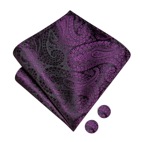 Image of Hi-Tie Bow Ties for Men Pre-Tied Pocket Square with Cufflinks Mens Bowtie Sets for Wedding Formal Party