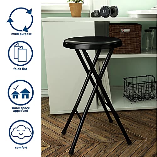 Image of COSCO 24 inch Vinyl Padded Folding Stool, Multipurpose, Great for Small Spaces, Double Braced, Black, 4-Pack