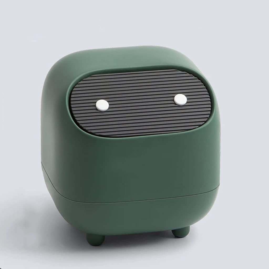 Household Daily Necessities Bedside Desktop Mini Trash Can Cute Cartoon Can See Furnishings Bedroom Storage Basket Wastebasket(White-Dinosaur Doodle4)