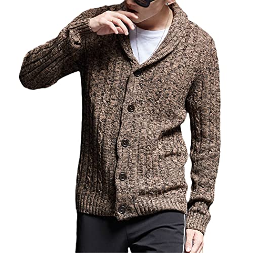 Cardigan homme ajusté style coréen en maille premium café