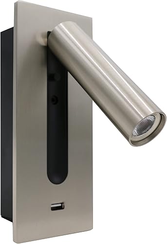 Luz LED de pared de lectura para cabecero, lámpara de lectura para cabecero, luz nocturna de enfoque, puerto de carga rápida USB, cabezal giratorio,