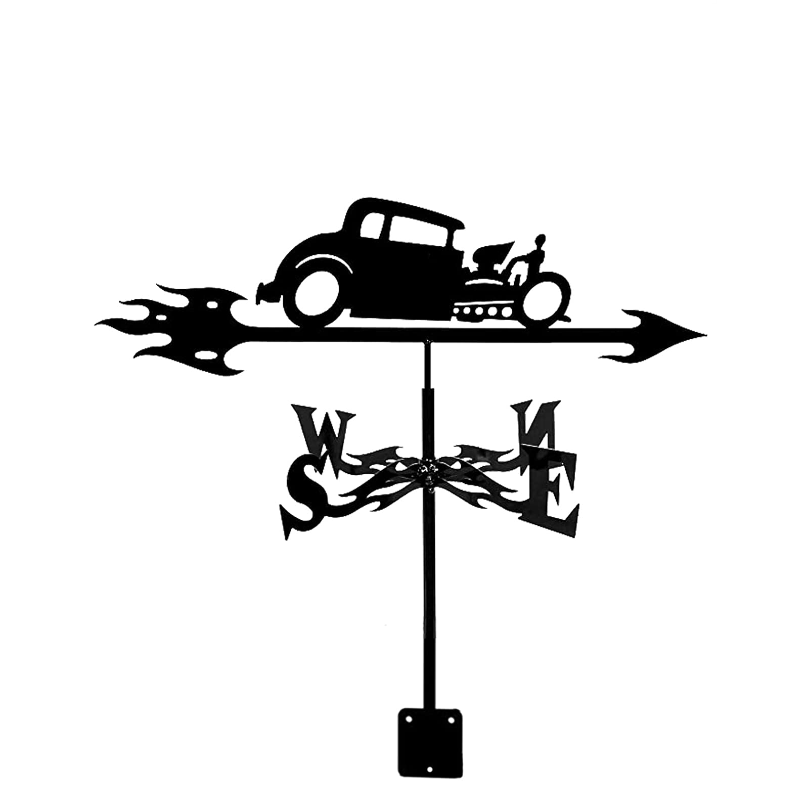 Klonwg Weathervane With Roof Mount Donkey Poodle Weathercock Wind Direction Indicator Weather Vane Stainless Steel For Farm Scene Garden Yard Ornament