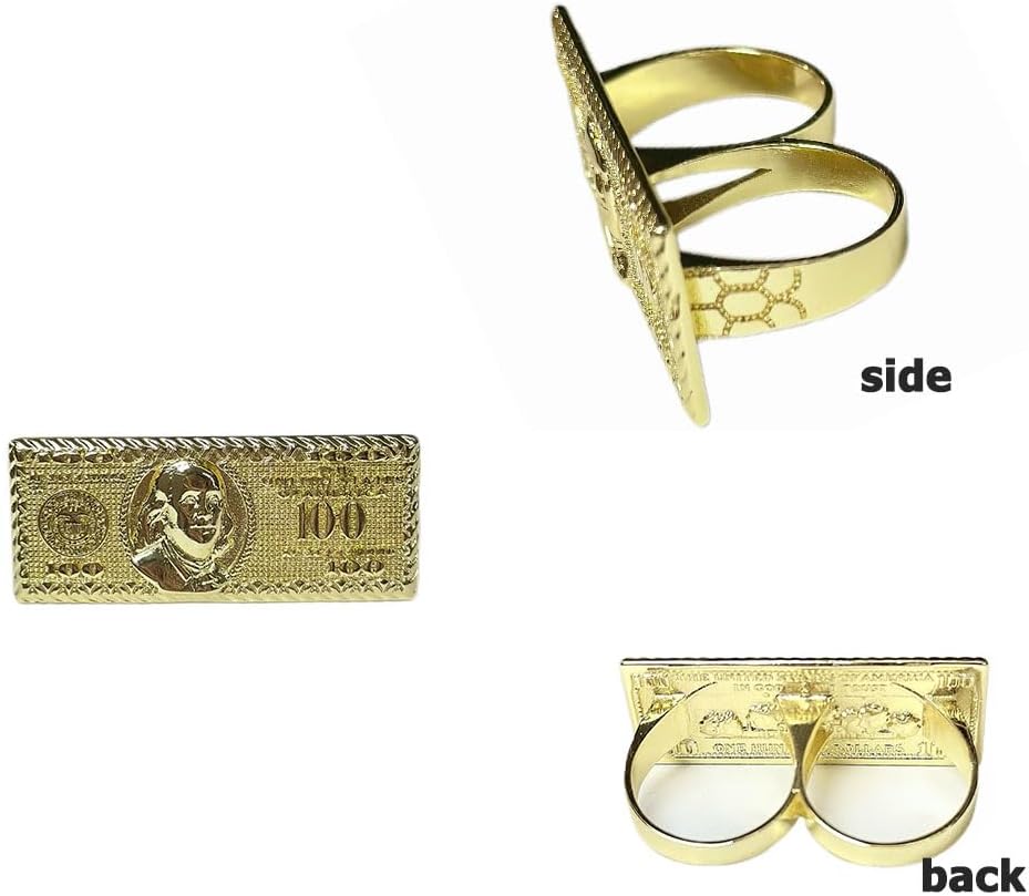two finger ring al different size and different design 14k gold plated brass material