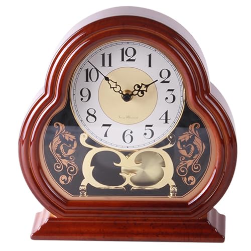 Orologio da tavolo vintage in legno di noce con pendolo, alimentato a batteria, per soggiorno, scrivania da ufficio e decorazione per mensole