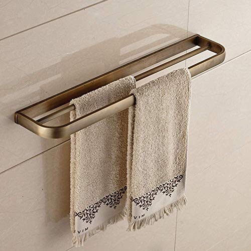 Porte-serviettes en cuivre antique double barre pour fixation murale - 2