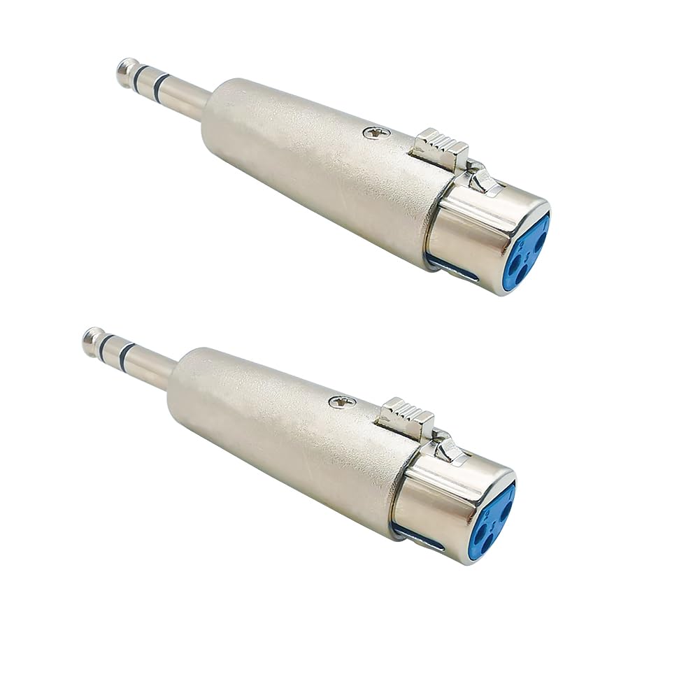 iYueMps 2pcs XLR to 6.35mm Jack TRS Adapter XLR Female to 1/4 inch Male Stereo Cable Coupler Gender Changer Microphone Converter Connector