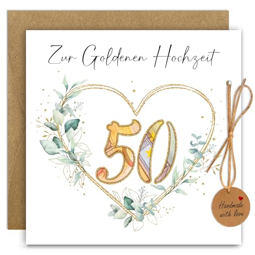 BOYATONG Geldgeschenke Goldene Hochzeit mit Umschläge, Geldgeschenke Verpackung Karte Goldene Hochzeit Geschenke