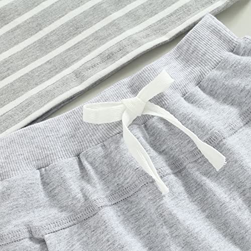 Hoanselay Toddler Infant Baby Boy Summer Shorts Set Striped Short Sleeve T-Shirt Top And Casual Shorts Outfit Clothes (B-Grey, 2-3 Years) #TOP4