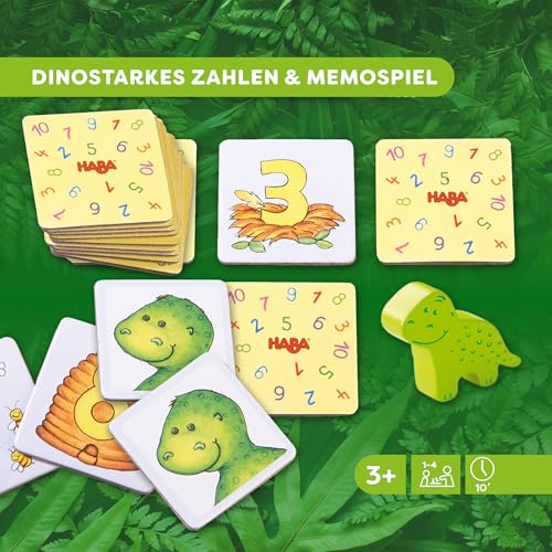 HABA Zahlendino – Zahlen- und Memospiel zum Rechnen- und Mengenlernen für Kinder von 3-8 Jahren, inklusive Variante für 1 Spieler – 1004928001