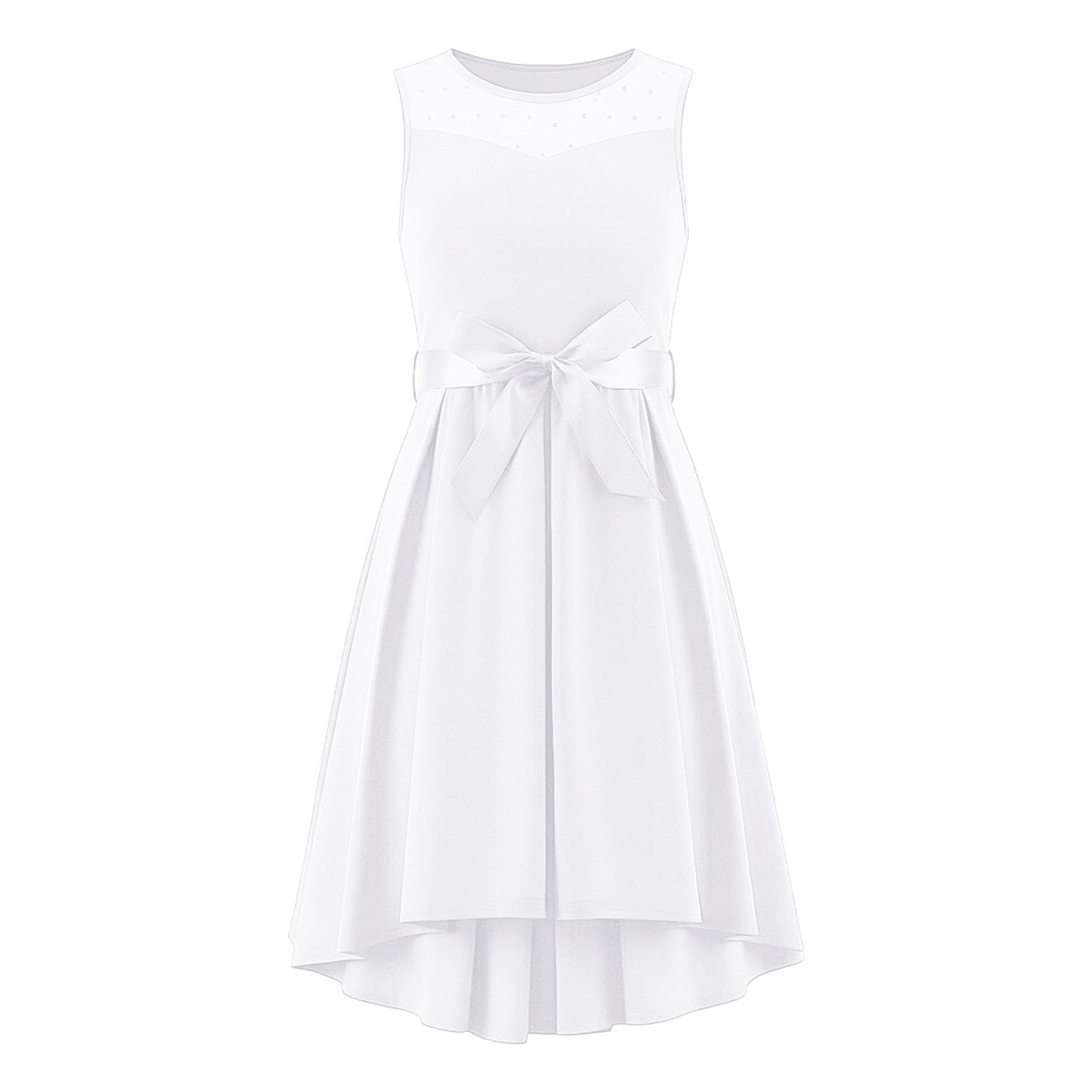 Vestido de verano sin mangas para niñas, vestido de fiesta, casual, moderno, festivo, boda, vestido de malla, para cumpleaños, dama de honor, vestido de verano acampanado