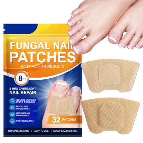 Parches de uñas fúngicas, 32 parches de tratamiento de uñas fúngicas, almohadillas de tratamiento multiusos para reparación de uñas de los pies, parches de uñas de los pies, tratamiento antimicótico