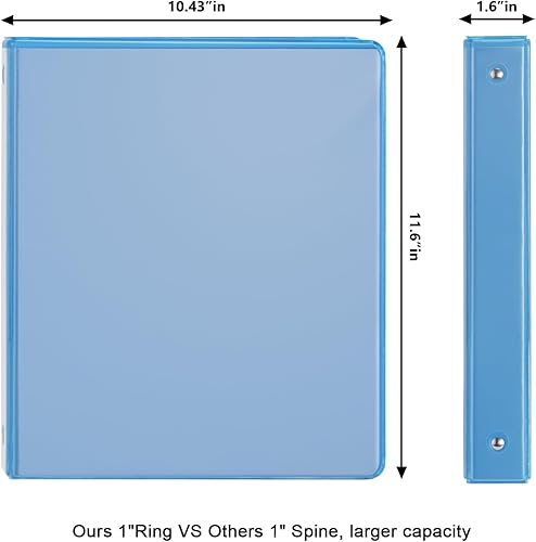Vista 44 de COMIX Carpeta de 3 anillos de 1 pulgada con cubierta transparente, carpeta de vista de 1 pulgada con capacidad para 200 hojas de papel tamaño carta