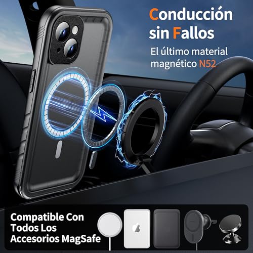 Funda iPhone 13 impermeable negra Cozycase carcasa 360 antigolpes militar resistente agua 3