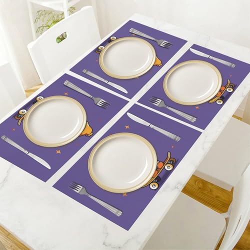 Set de table vinyle tissé résistant à la chaleur fini les traces de plat