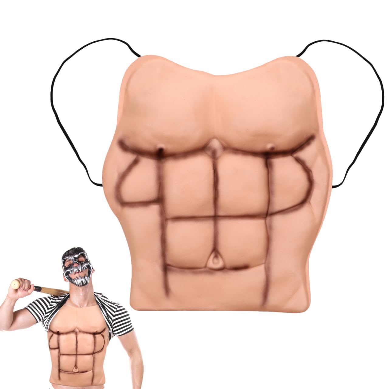 Garneck Men Fake Muscle Chest Prop for Cosplay and Halloween Realistic Costume Accessory for Fancy Dress Parties Fun and Lifelike Muscle Design for Themed Events and Carnivals