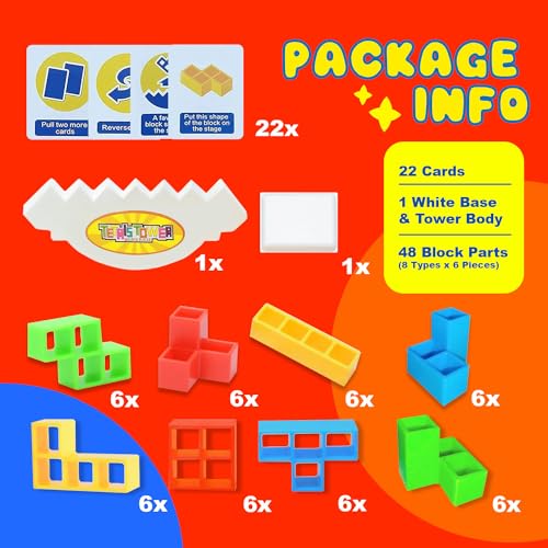 Clavzo CVZ001 Tetra Tower Game - 48 Pcs Tetra Tower Stacking Game thumb #2