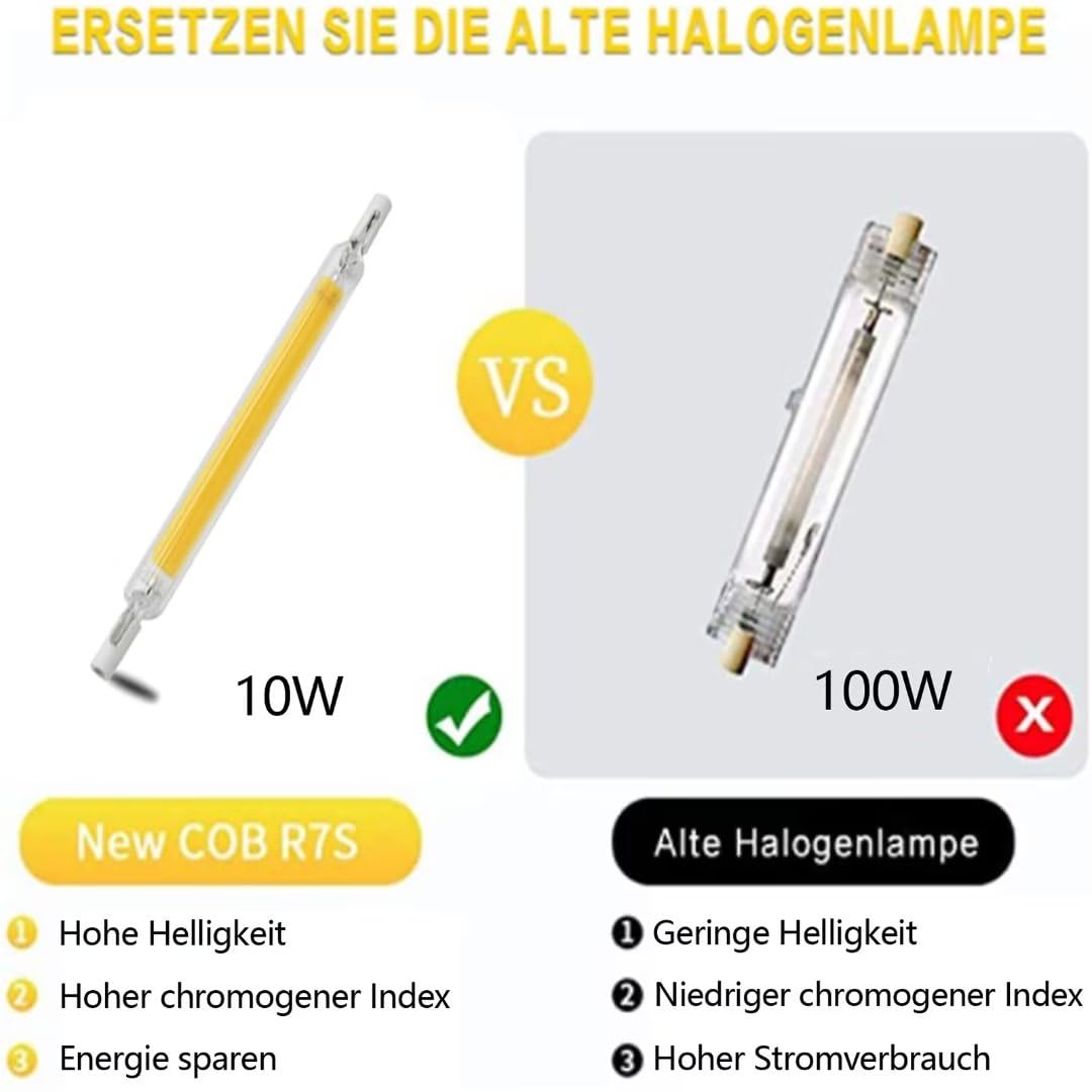 R7S LED Stablampen 10W, Dimmbar – Ersatz Für 100W Halogen, 6000K Kaltweiß, 2er Pack