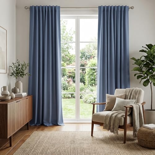 Image of RYB HOME Blackout Curtains for Living Room, Privacy Thermal Insulating Window Treatment Drapes for Bedroom Dining Home Office Basement, W 52 x L 108 inches, Stone, 2 Panels
