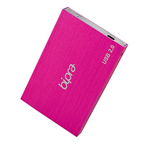 Bipra - Hard disk esterno portatile sottile, connessione porta USB 2.0, FAT32, colore: Fucsia 2,5