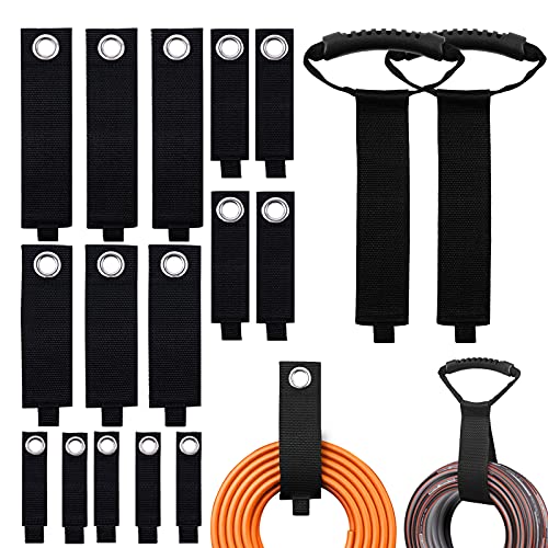 Sposuit Extension Cord Holder Organizer, 15+2 Pack Heavy Duty Hose Storage Strap, Extension Cord Wrap Ties Wrap with Carrying Handle for Cords, Hoses, RV, Cable, Wire, Tools, String Trimmer, Rope.
