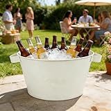 Annie Garden Metal Ice Buckets for Parties, Beer, Drink Tub & Christmas Decor Rustic Tub, Gift Bucket for a Holiday, Home Table Centerpieces Storage Decor, 13in dia