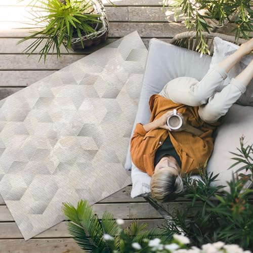 Tapis d'extérieur 60x90 cm imperméable en PVC cubes 3D