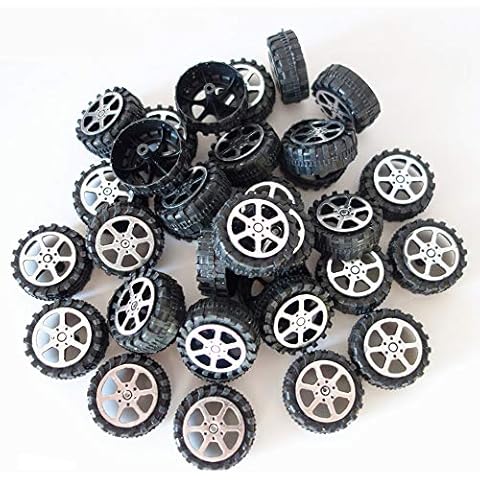 100 Pcs Plastic Roll 2mm Dia Shaft Toys Car Wheel for DIY Model Toy RC Car Truck Building Projects Cover