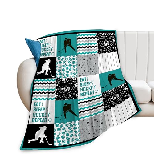 La Mejor Lista de Ropa de Hockey sobre hielo para Niña los mejores 10. 44 Manta de hockey – acogedora ropa de cama de franela de forro polar para niños, niñas, hombres, mujeres, jóvenes, niños, regalos de hockey sobre hielo para sofá, decoración...