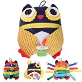 lefeke Buckle Owls Aids - Alzheimers Patients Learning Activity - Develop Motor Skills and Problem Solving - Geometry and Color Recognition - Sensory Stuffed Animal Aids for Elderly