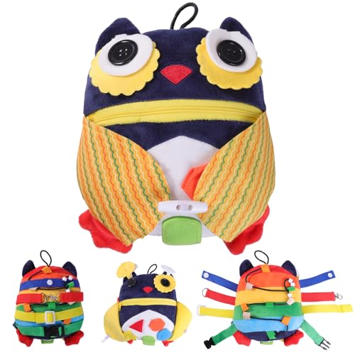 Buckle Owls Aids - Alzheimers Patients Learning Activity - Develop Motor Skills and Problem Solving - Geometry and Color Recognition - Sensory Stuffed Animal Aids for Elderly