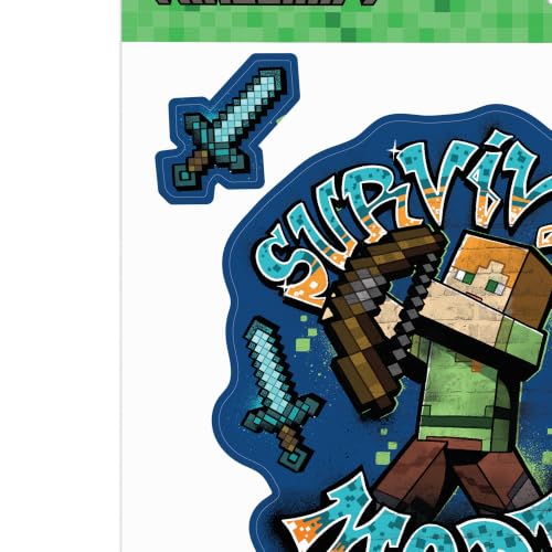 Image of Minecraft Survival Mode Adhesive Vinyl Decal Pack | Gamer Minecraft Stickers for Water Bottle or Laptop, 1 pack (3 count)