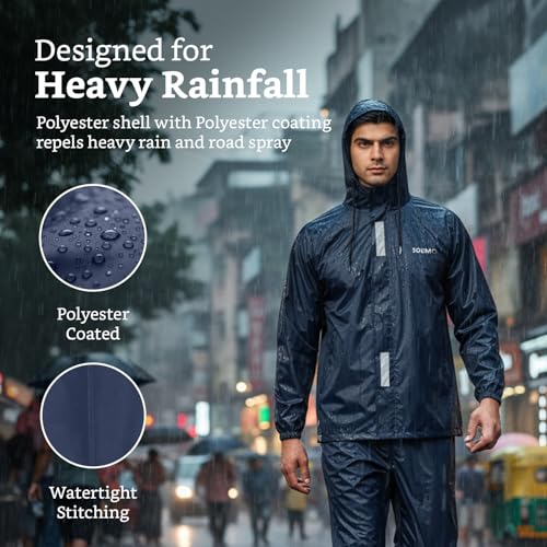 Image of Amazon Brand - Solimo Men's Polyester Water Resistant Casual Style Rain Coat
