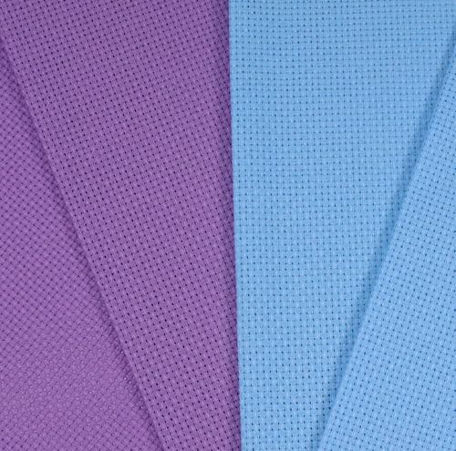 Image of KCS 4 /6 pc of 12 inch x 18 inch 30cmx45cm 16CT Counted Cotton Aida Cloth Cross Stitch Fabric (Lavender+Light Blue, 4 pc)