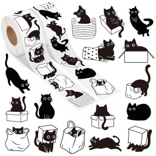 Cute Black White Cat Stickers